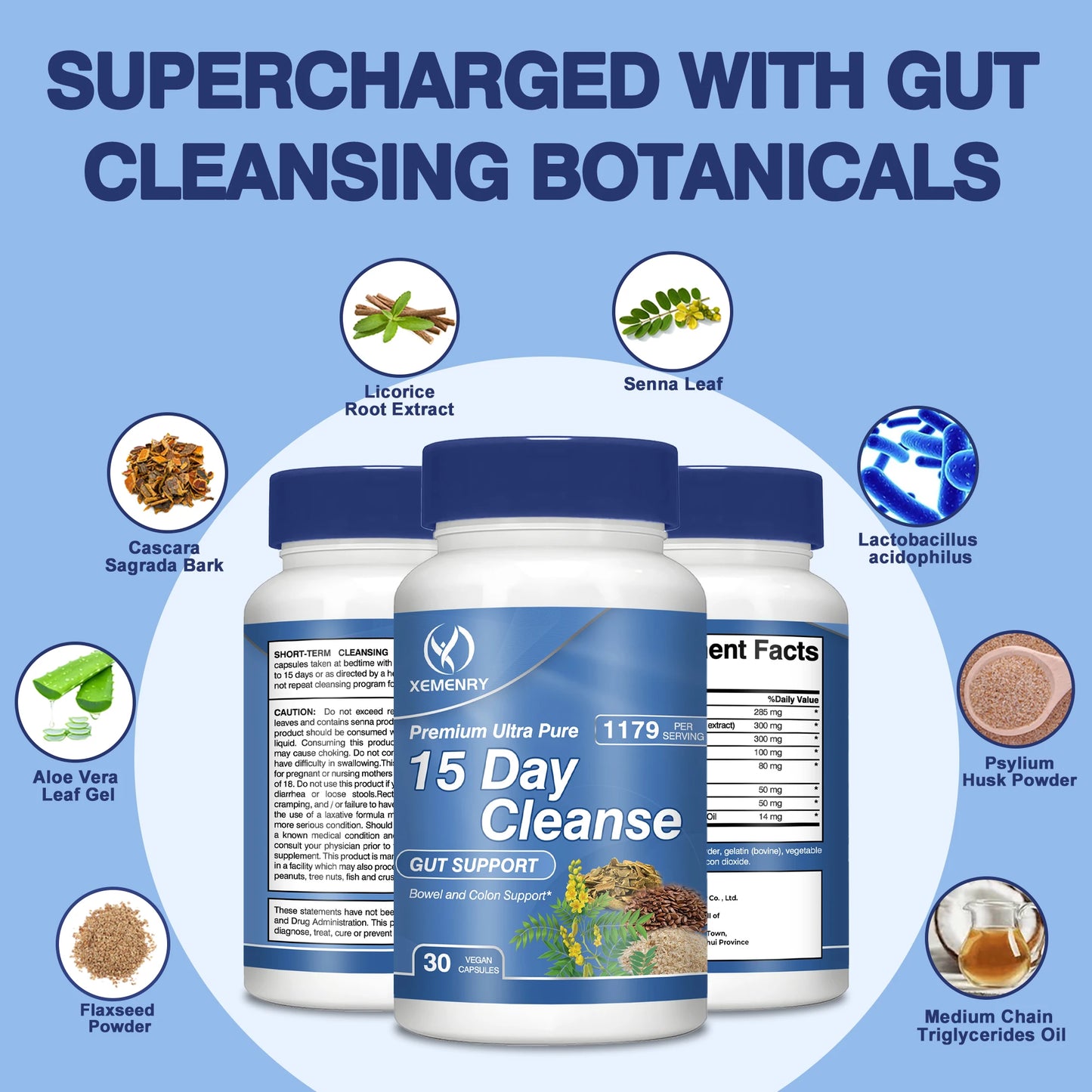 15-Day Cleanse and Detox - Supports Gut Health, Improves Digestion, Metabolism and Promotes Weight Management - 30 Capsules