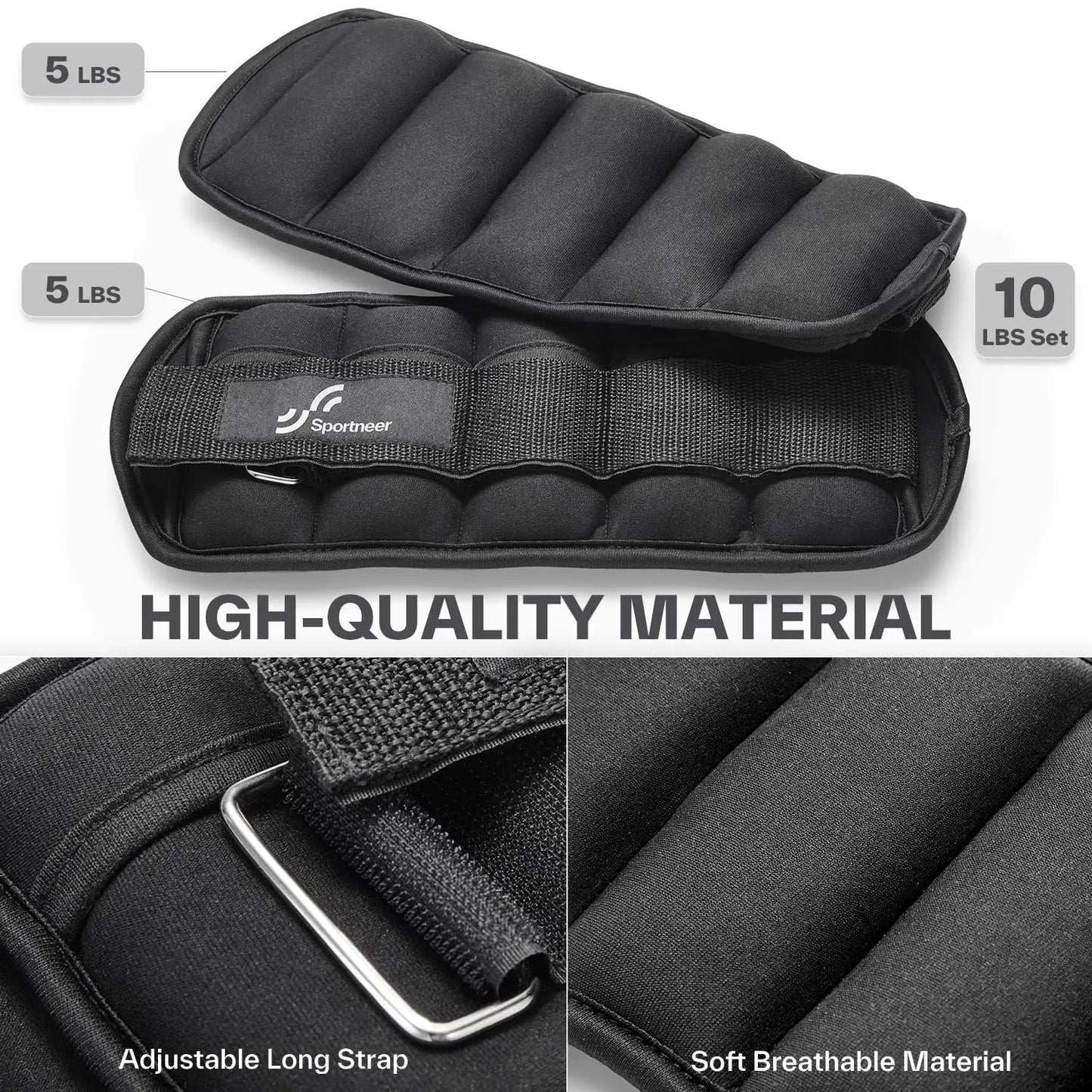 Adjustable 10lb Ankle Weights For Gym Fitness Workout