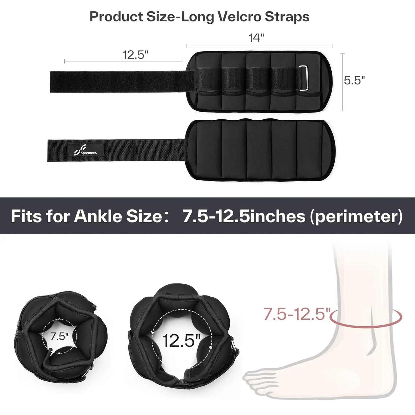 Adjustable 10lb Ankle Weights For Gym Fitness Workout