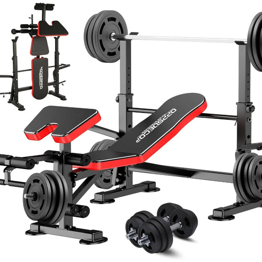 600lbs 6-in-1 Adjustable Weight Workout Bench Set With Leg Developer